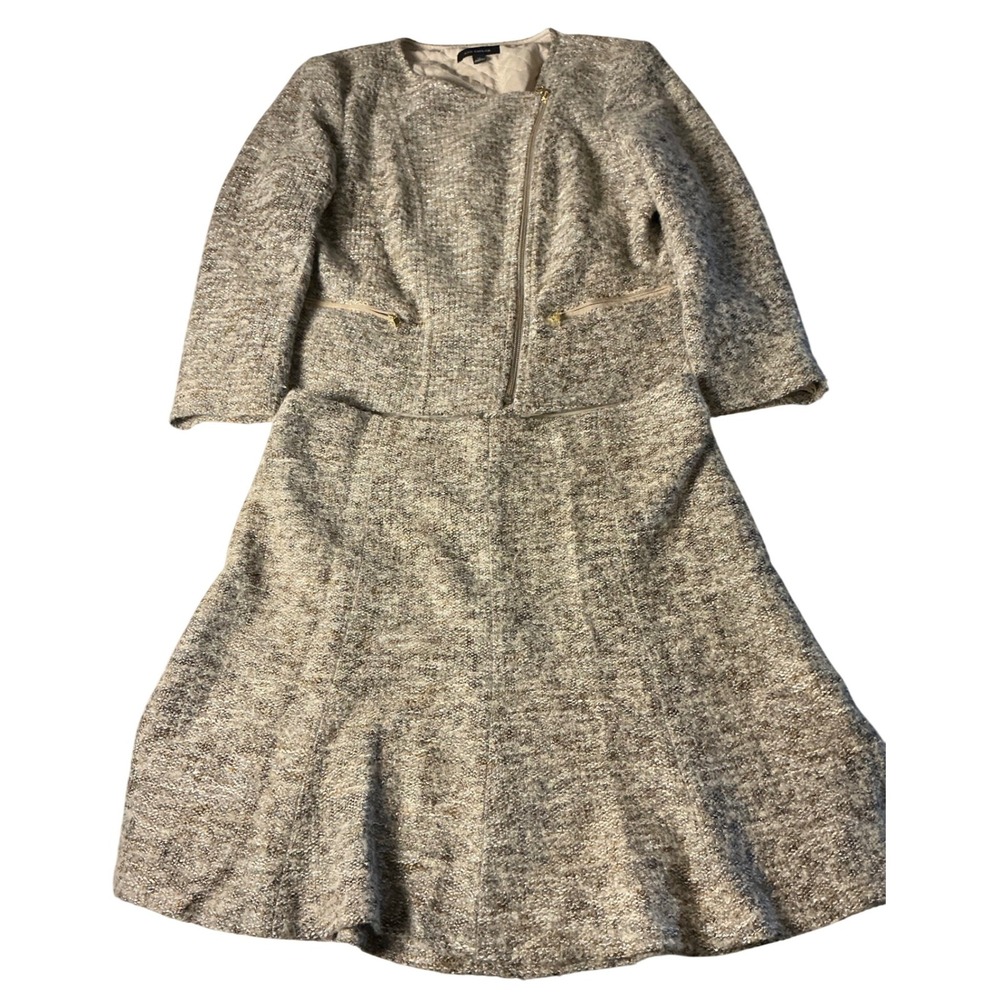 Ann Taylor Tweed Skirt Suit Set Blazer Skirt Textured Career Office